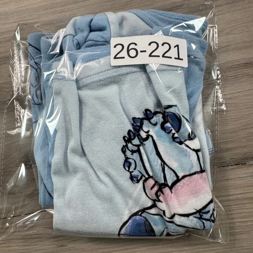 Disney Stitch and Angel‎ Blue Cotton Long Sleeve Pajama Set Girls Size 8